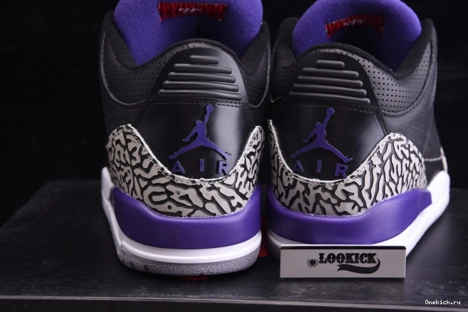 One Kick Black Purple Air Court 3 Jordan Retro CT8532-050 0808